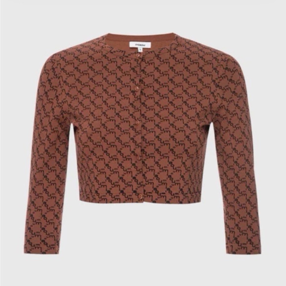 Miaou Brown Logo Crop Cardigan